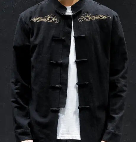 Embroidered Oversized Linen Shirt