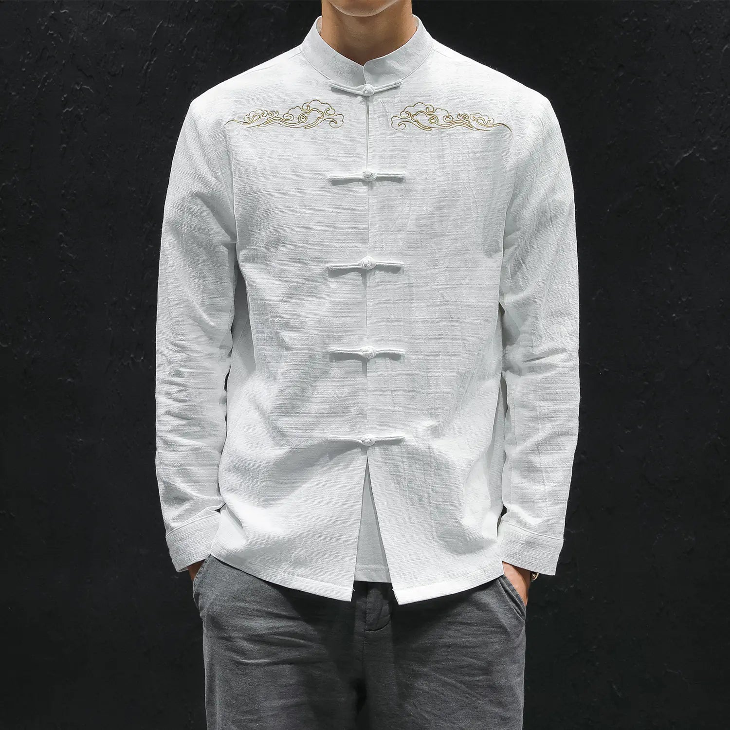 Embroidered Oversized Linen Shirt