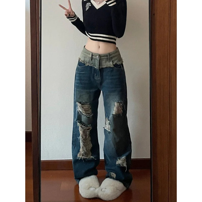 Vintage Ripped Hiphop High Street Jeans for Women