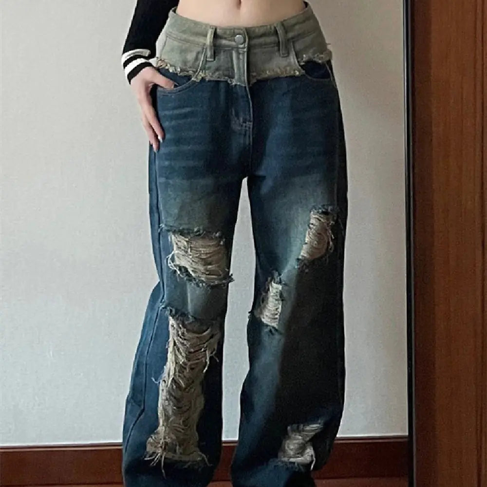 Vintage Ripped Hiphop High Street Jeans for Women