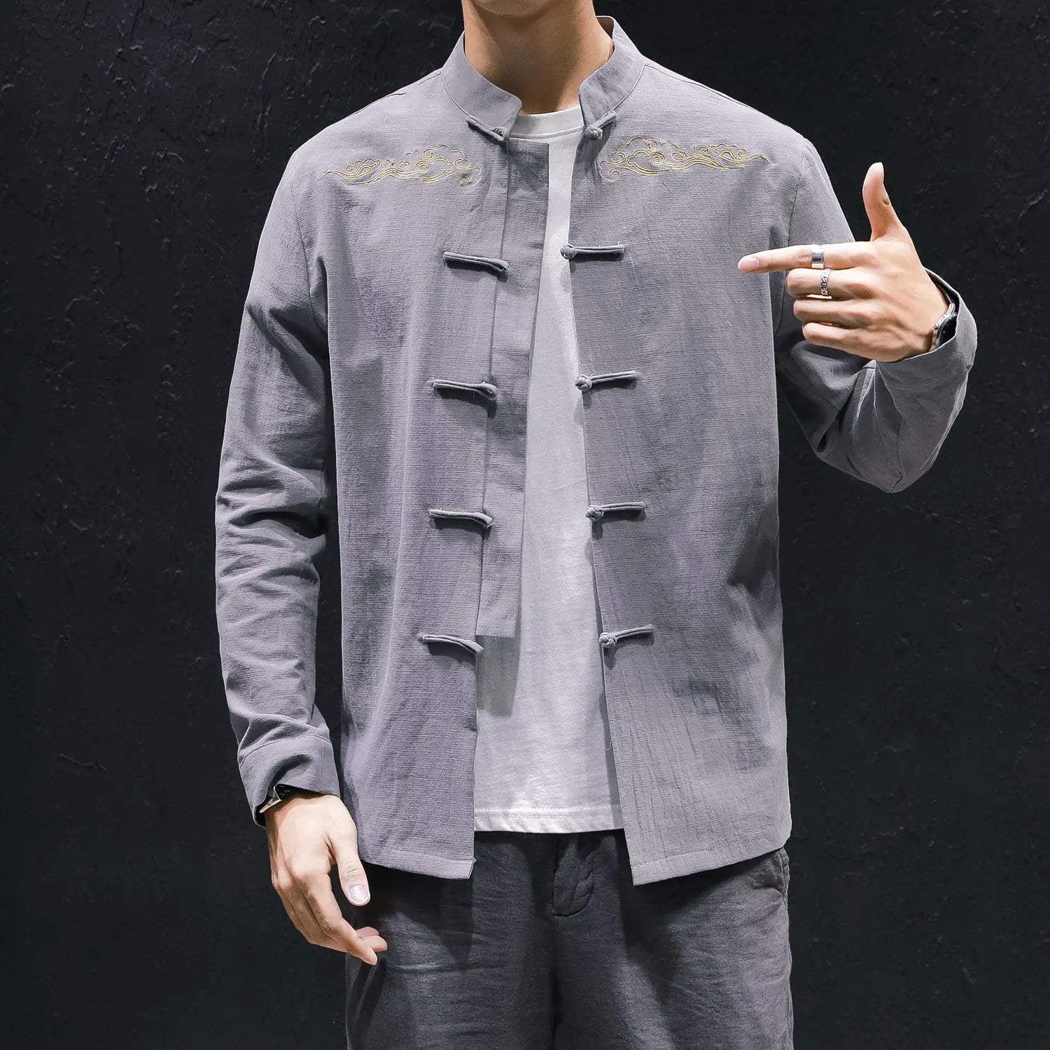 Embroidered Oversized Linen Shirt