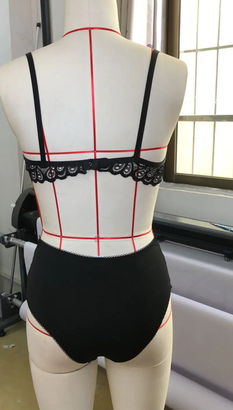 Lace Bodysuit with Suspender Straps for Women