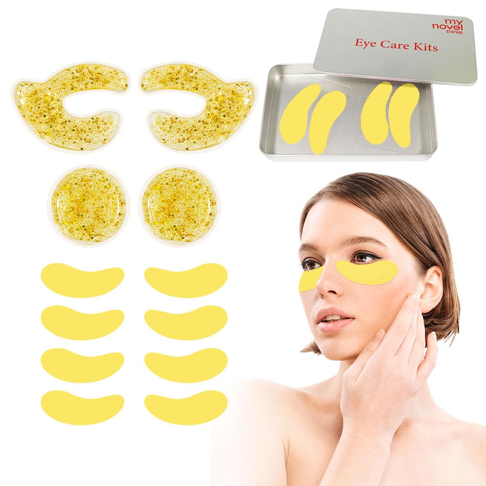 my novel things Reusable Eye Patches 6 Pairs Silicone Under Eye Patches and Gel Eye Pads Cold Warm Eye Compress for Reduce Puffiness Circles Wrinkle Cooling Eye Mask Ice Packs