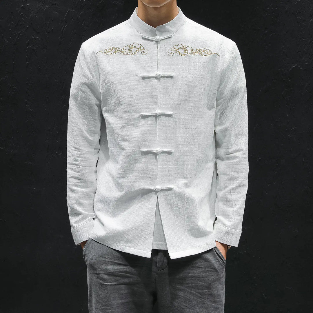 Embroidered Oversized Linen Shirt