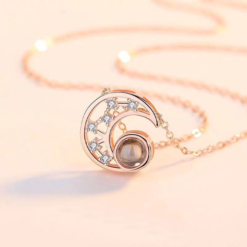 Necklace with Star and Moon Projection Design