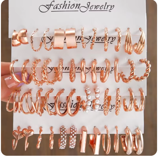 Geo Glam Metal Square Earring Set