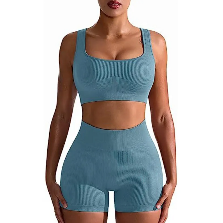 Women's Ribbed High Waist Shorts and Vest Set