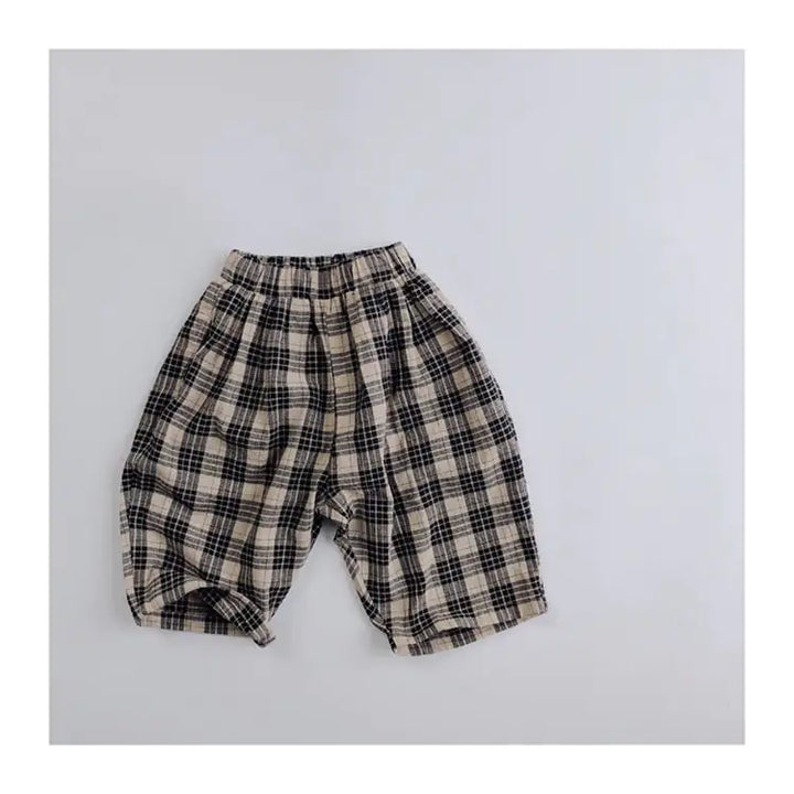 Korean Kids Plaid Carrot Pants for Children