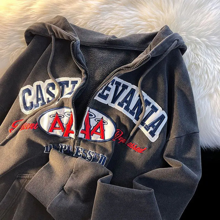 Embroidered Letter Print Oversized Hoodie for Men