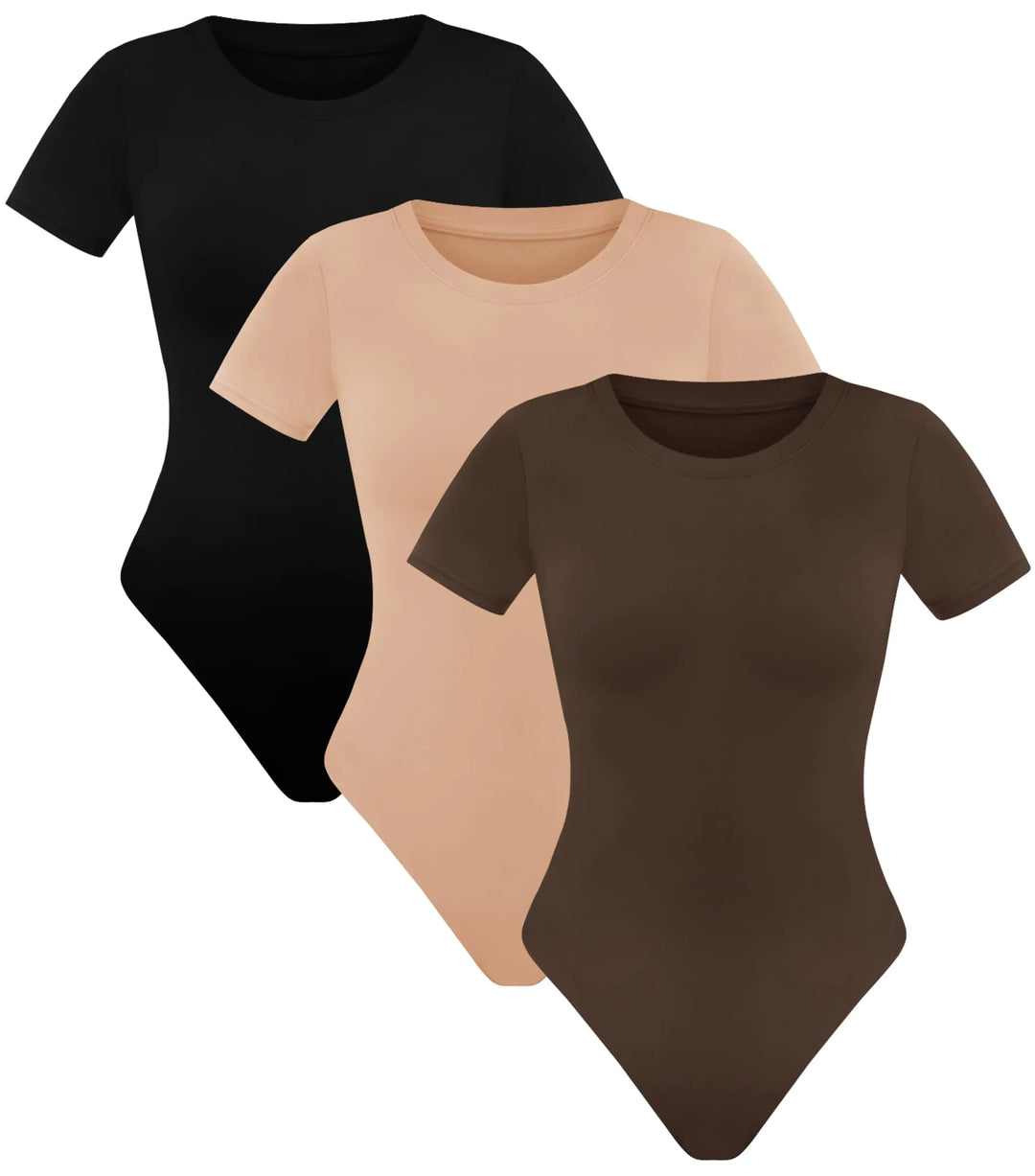 GAYHAY 3 Pack Bodysuits for Women - Black Bodysuit Women Cute Tops T Shirts Womens Fashion Body Suit Going Out Tops Outfits