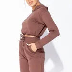 CROPPED HOODIE JOGGER LOUNGE SET