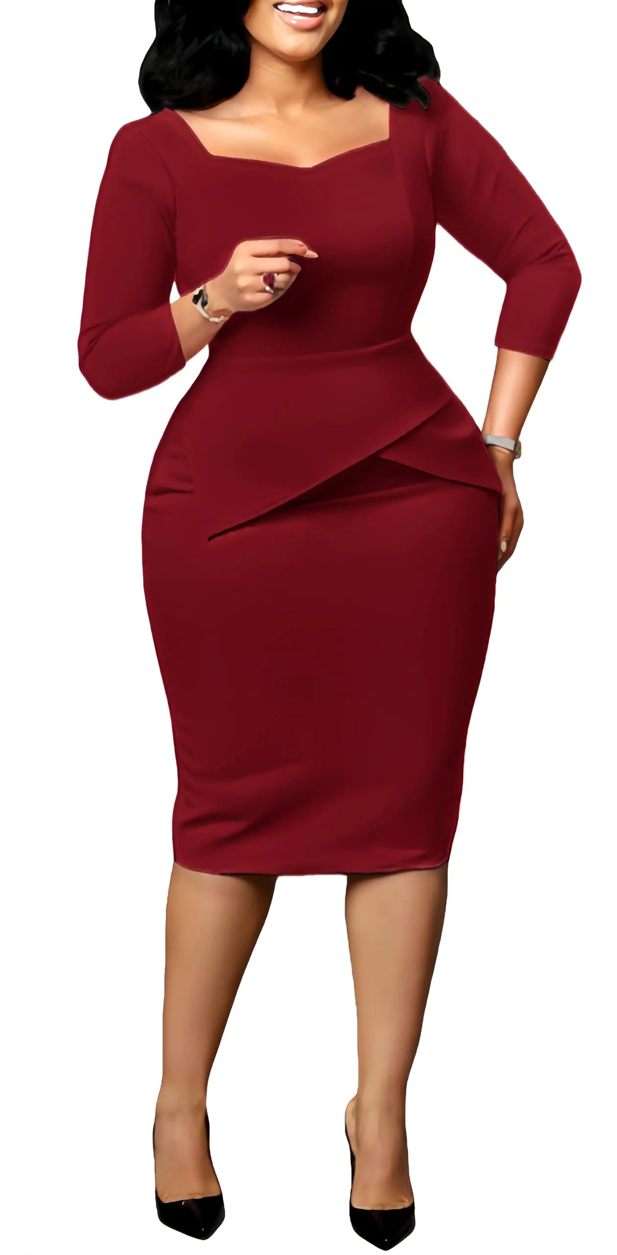 Church Dress for Womens Work Wear Bodycon Dresses Elegance Midi Wrap Dress Teacher Office Suiting Modest Business and Casual Outfits