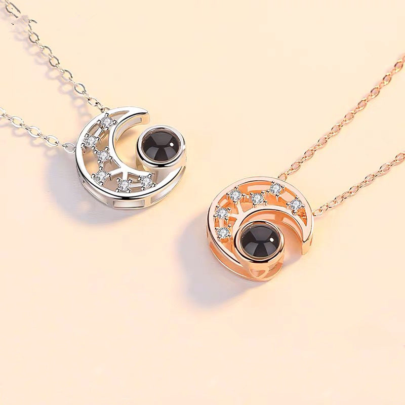 Necklace with Star and Moon Projection Design