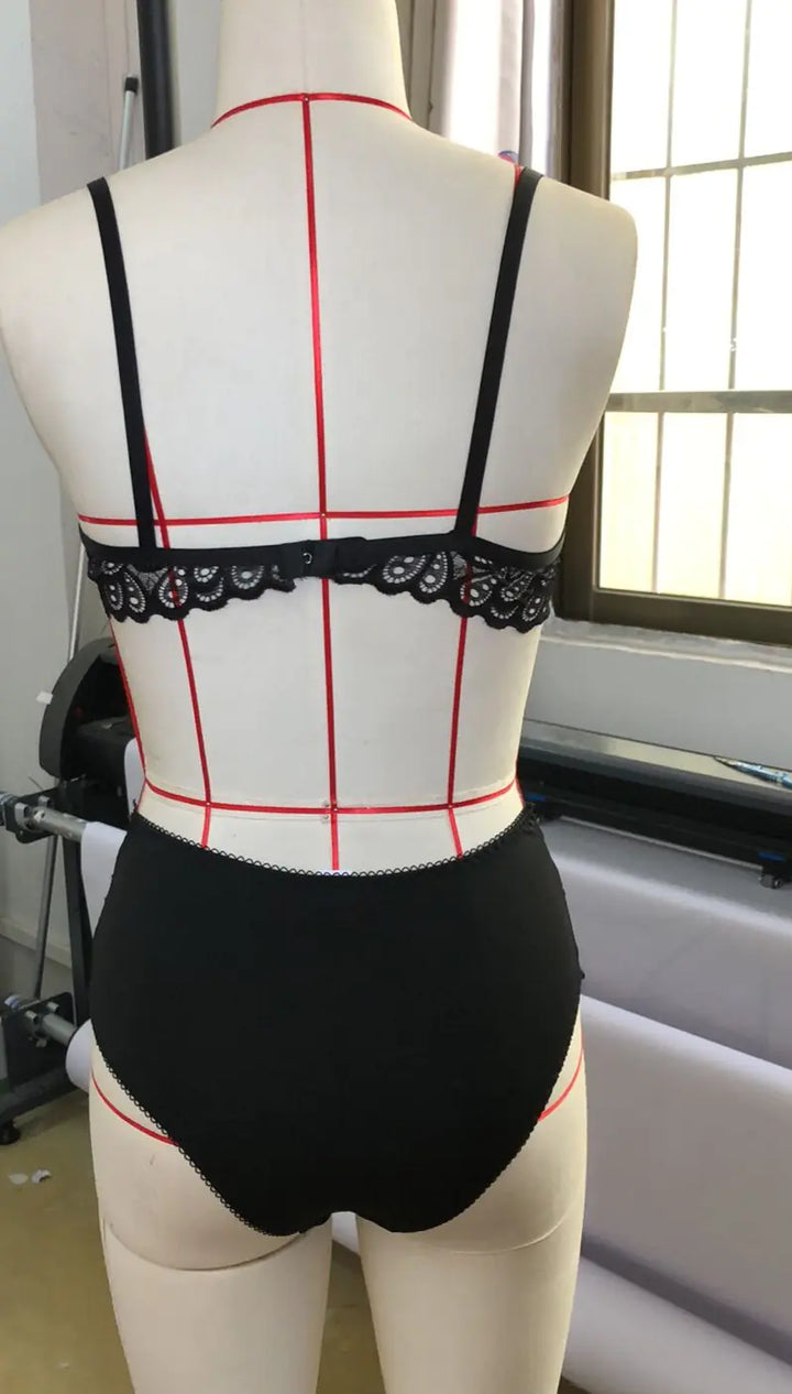 Lace Bodysuit with Suspender Straps for Women
