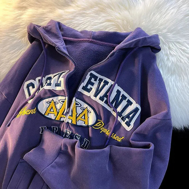 Embroidered Letter Print Oversized Hoodie for Men